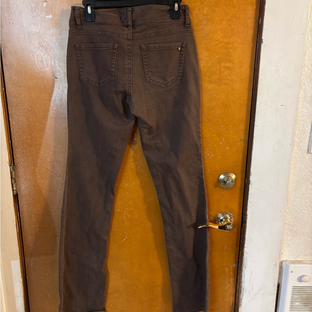 CAbi brown straight leg jeans. Size 4 Tall - Picture 2 of 6